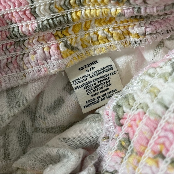 Briggs Linen Boho Bohemian Tassel Shorts Floral Tropical Pink Yellow Small - Picture 4 of 9